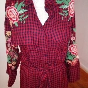 Zara embroidery flannel dress